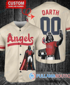 Los Angeles Angels x Darth Vader Star Wars with Trophy Baseball Jersey Cream