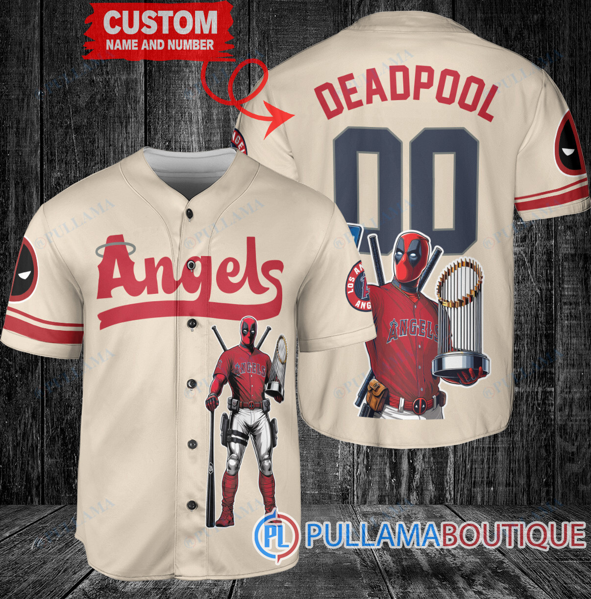 Miami Marlins x Deadpool with Trophy Baseball Jersey White