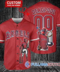 Los Angeles Angels x Deadpool with Trophy Baseball Jersey Red