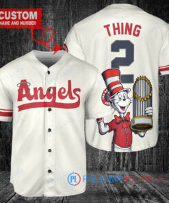 Los Angeles Angels x Dr Seuss with World Series Trophy Custom Baseball Jersey Cream