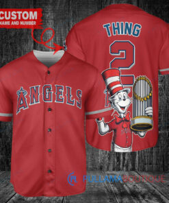 Los Angeles Angels x Dr Seuss with World Series Trophy Custom Baseball Jersey Red