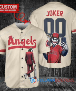 Los Angeles Angels x Joker DC Comics with Trophy Custom Baseball Jersey Cream