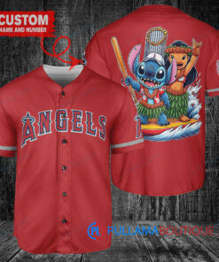 Los Angeles Angels x Lilo & Stitch with Trophy Baseball Jersey Red