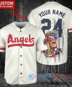 Los Angeles Angels x Limited Edition with World Series Trophy Custom Baseball Jersey Cream