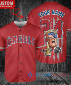 Los Angeles Angels x Limited Edition with World Series Trophy Custom Baseball Jersey Red