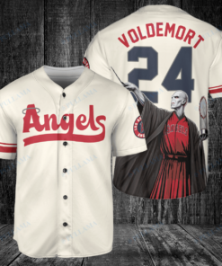 Los Angeles Angels x Lord Voldemort Harry Potter with Trophy Custom Baseball Jersey Cream