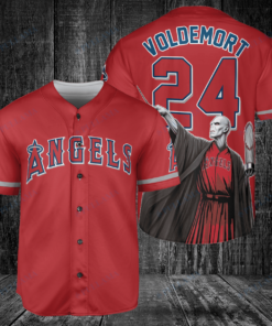 Los Angeles Angels x Lord Voldemort Harry Potter with Trophy Custom Baseball Jersey Red