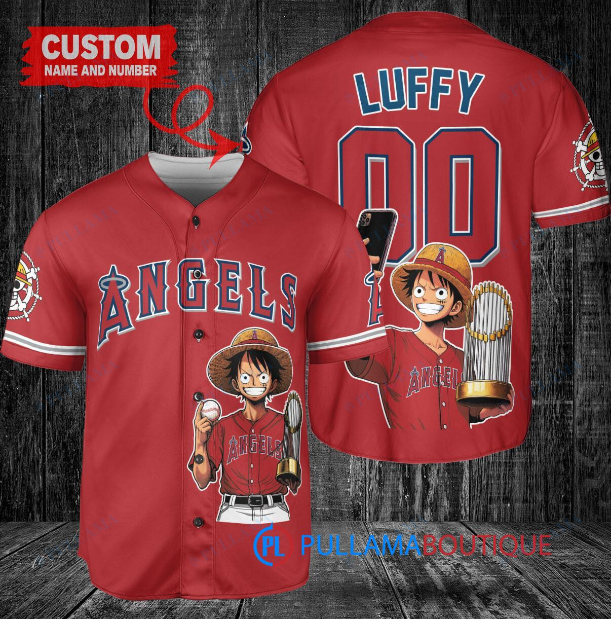 Cincinnati Reds x Luffy One Piece with Trophy Custom Baseball Jersey Black 2023 City Connect