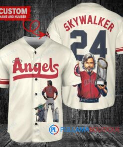 Los Angeles Angels x Luke Skywalker Star Wars with Trophy Custom Baseball Jersey Cream