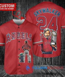 Los Angeles Angels x Luke Skywalker Star Wars with Trophy Custom Baseball Jersey Red