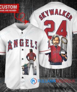 Los Angeles Angels x Luke Skywalker Star Wars with Trophy Custom Baseball Jersey White