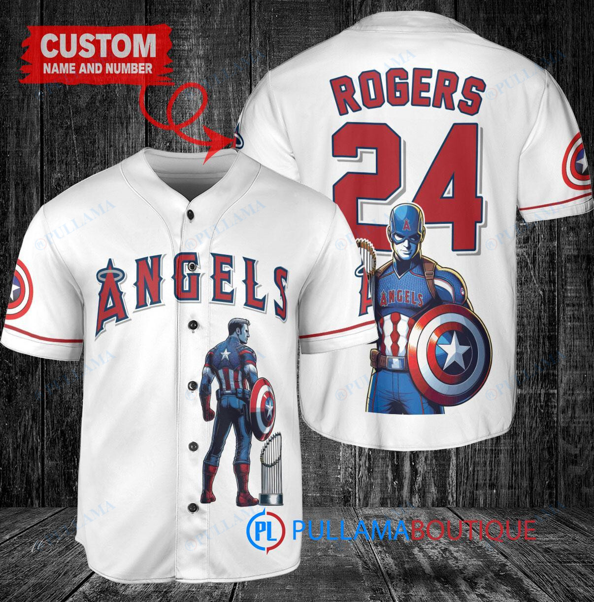 Kansas City Royals x Marvel Captain America Steve Rogers with Trophy Custom Baseball Jersey Navy