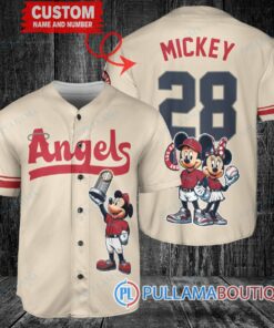 Los Angeles Angels x Mickey and Minnie with Trophy Baseball Jersey Cream