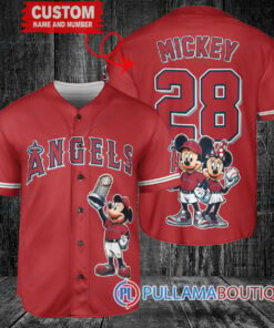 Los Angeles Angels x Mickey and Minnie with Trophy Baseball Jersey Red