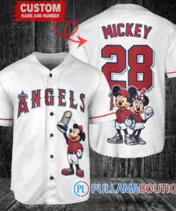 Los Angeles Angels x Mickey and Minnie with Trophy Baseball Jersey White