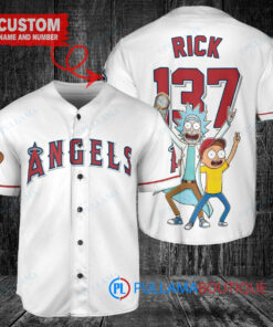 Los Angeles Angels x Rick and Morty with Trophy Custom Baseball Jersey White