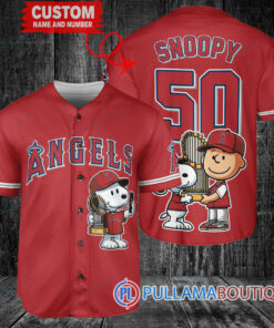 Los Angeles Angels x Snoopy and Charlie Brown with Trophy Baseball Jersey Red