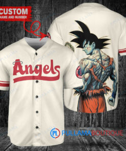 Los Angeles Angels x Son Goku Kakarot Super Saiyan Dragon Ball Z with Trophy Baseball Jersey Cream