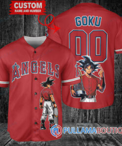 Los Angeles Angels x Son Goku Kakarot Super Saiyan Dragon Ball Z with Trophy Baseball Jersey Red V2