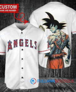 Los Angeles Angels x Son Goku Kakarot Super Saiyan Dragon Ball Z with Trophy Baseball Jersey White