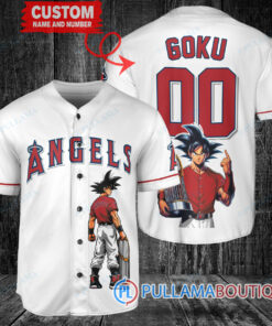 Los Angeles Angels x Son Goku Kakarot Super Saiyan Dragon Ball Z with Trophy Baseball Jersey White V2