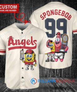 Los Angeles Angels x SpongeBob SquarePants with Trophy Custom Baseball Jersey Cream