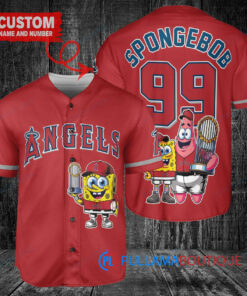 Los Angeles Angels x SpongeBob SquarePants with Trophy Custom Baseball Jersey Red