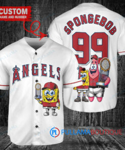 Los Angeles Angels x SpongeBob SquarePants with Trophy Custom Baseball Jersey White