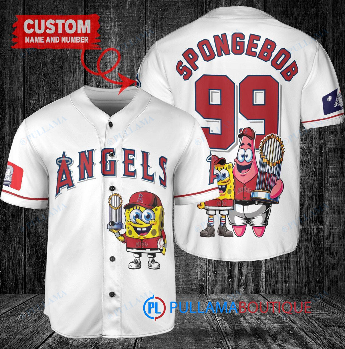 New York Mets x SpongeBob SquarePants with Trophy Custom Baseball Jersey White