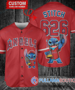 Los Angeles Angels x Stitch with Trophy Baseball Jersey Red