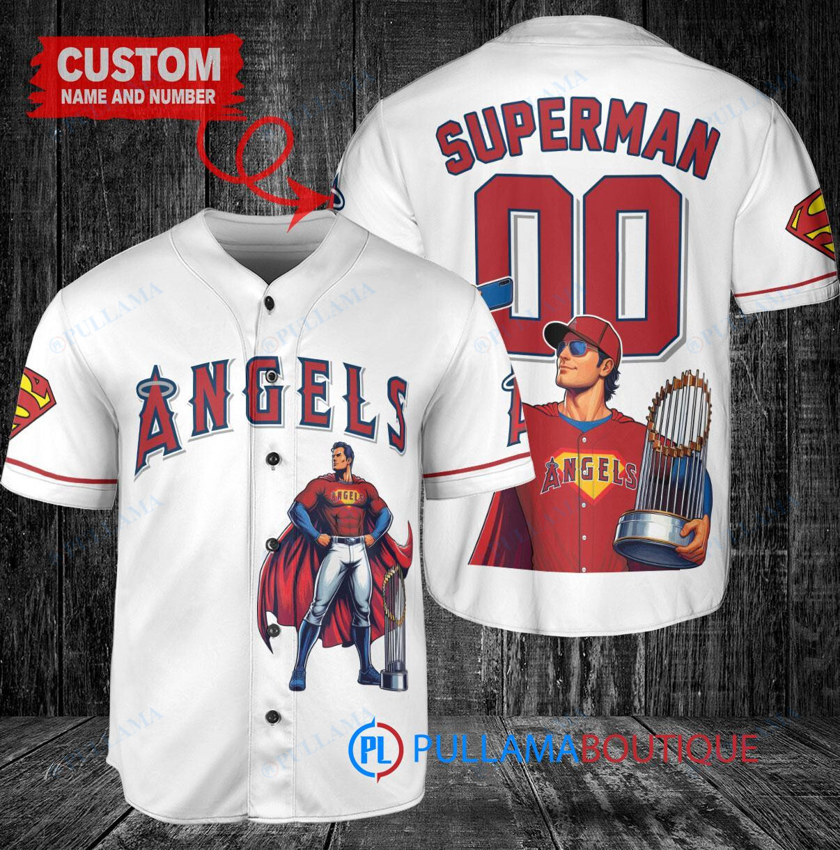 Miami Marlins x Superman DC Comics with Trophy Custom Baseball Jersey Black