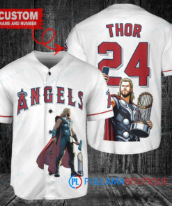 Los Angeles Angels x Thor Marvel with Trophy Custom Baseball Jersey White