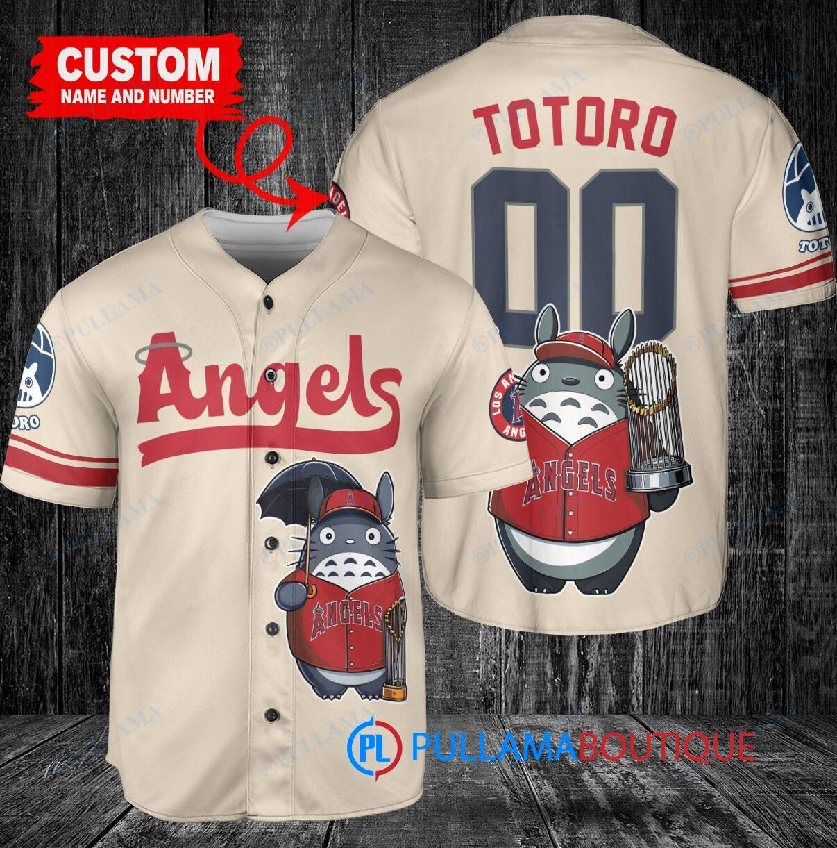 Atlanta Braves x Totoro Studio Ghibli with Trophy Custom Baseball Jersey Gray