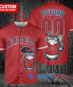 Los Angeles Angels x Totoro Studio Ghibli with Trophy Custom Baseball Jersey Red