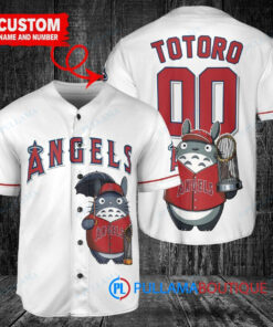 Los Angeles Angels x Totoro Studio Ghibli with Trophy Custom Baseball Jersey White