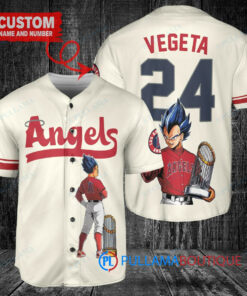 Los Angeles Angels x Vegeta Super Saiyan Dragon Ball Z with Trophy Custom Baseball Jersey Cream