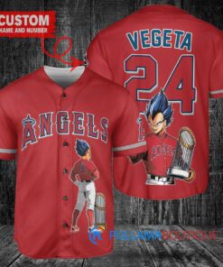 Los Angeles Angels x Vegeta Super Saiyan Dragon Ball Z with Trophy Custom Baseball Jersey Red