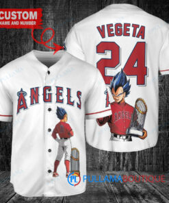 Los Angeles Angels x Vegeta Super Saiyan Dragon Ball Z with Trophy Custom Baseball Jersey White