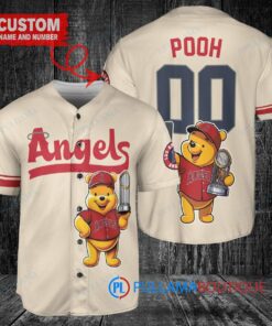 Los Angeles Angels x Winnie the Pooh with Trophy Custom Baseball Jersey Cream