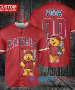 Los Angeles Angels x Winnie the Pooh with Trophy Custom Baseball Jersey Red