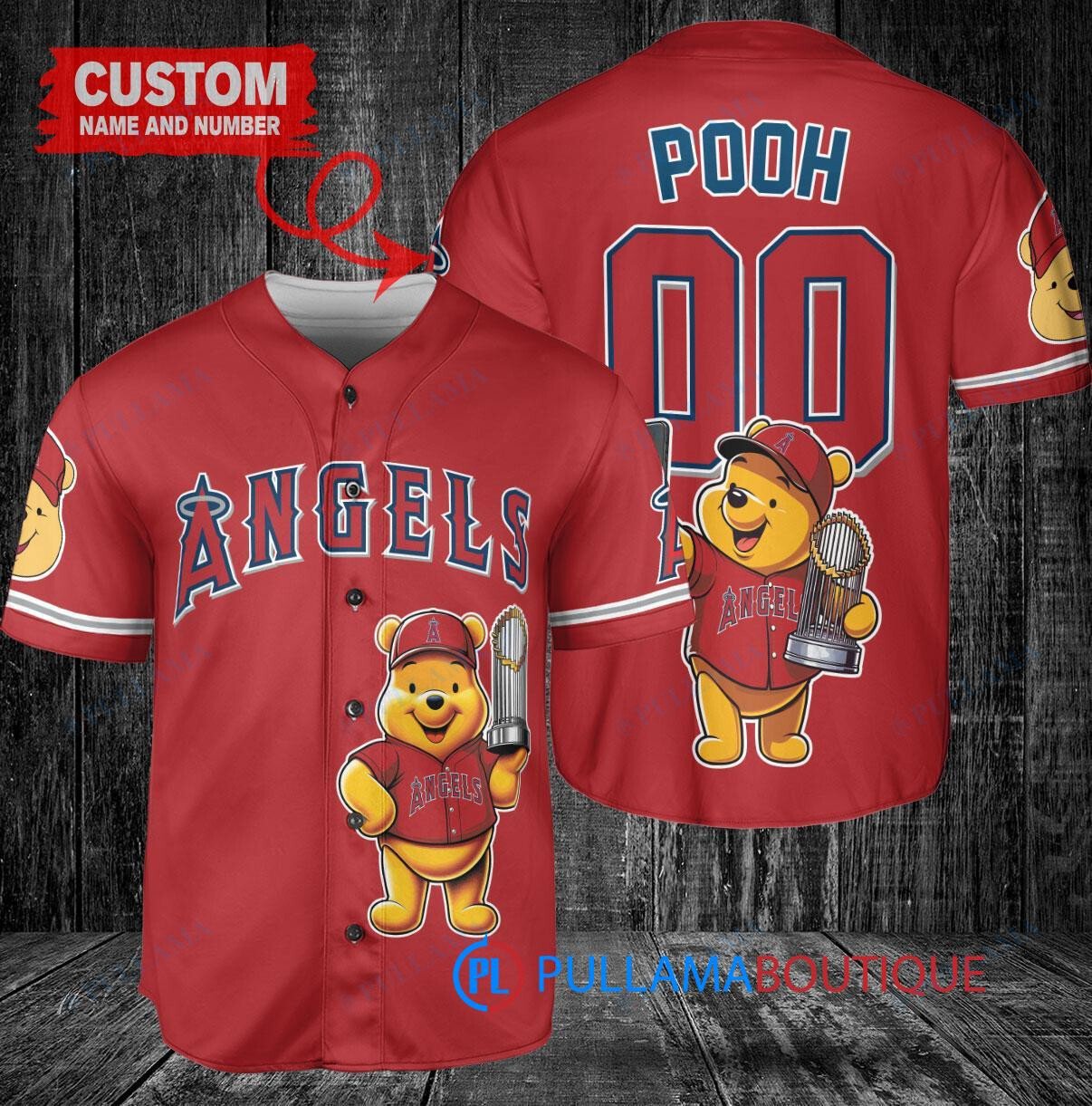 Houston Astros x Winnie the Pooh with Trophy Custom Baseball Jersey Orange