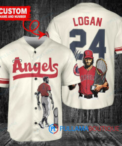 Los Angeles Angels x Wolverine Logan with Trophy Custom Baseball Jersey Cream