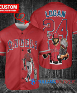 Los Angeles Angels x Wolverine Logan with Trophy Custom Baseball Jersey Red