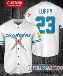 Los Angeles Chargers Luffy After Timeskip One Piece Straw Hats Custom Baseball Jersey