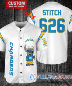 Los Angeles Chargers Stitch Custom Baseball Jersey White