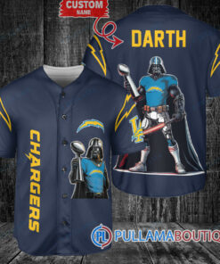 Los Angeles Chargers x Darth Vader Star Wars with Trophy Custom Baseball Jersey Navy