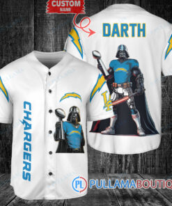 Los Angeles Chargers x Darth Vader Star Wars with Trophy Custom Baseball Jersey White