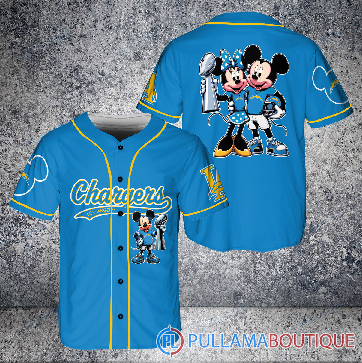 San Francisco 49ers x Mickey and Minnie with Trophy Baseball Jersey Black