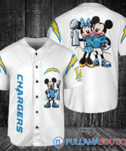 Los Angeles Chargers x Mickey and Minnie with Trophy Baseball Jersey White