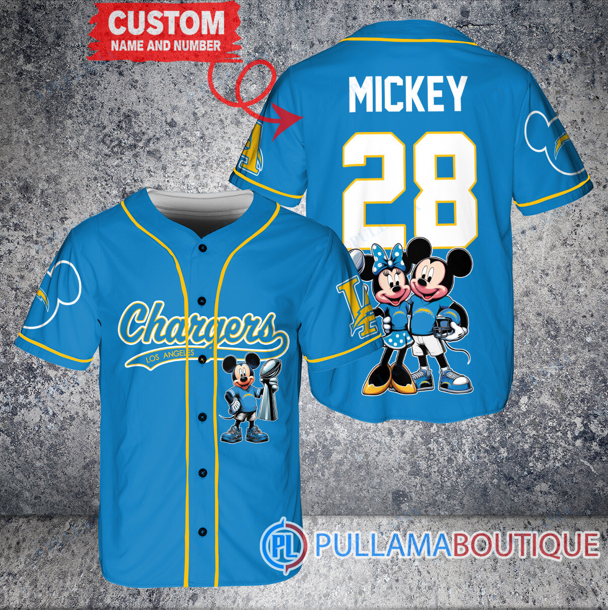 Seattle Seahawks x Mickey and Minnie with Trophy Custom Baseball Jersey Navy